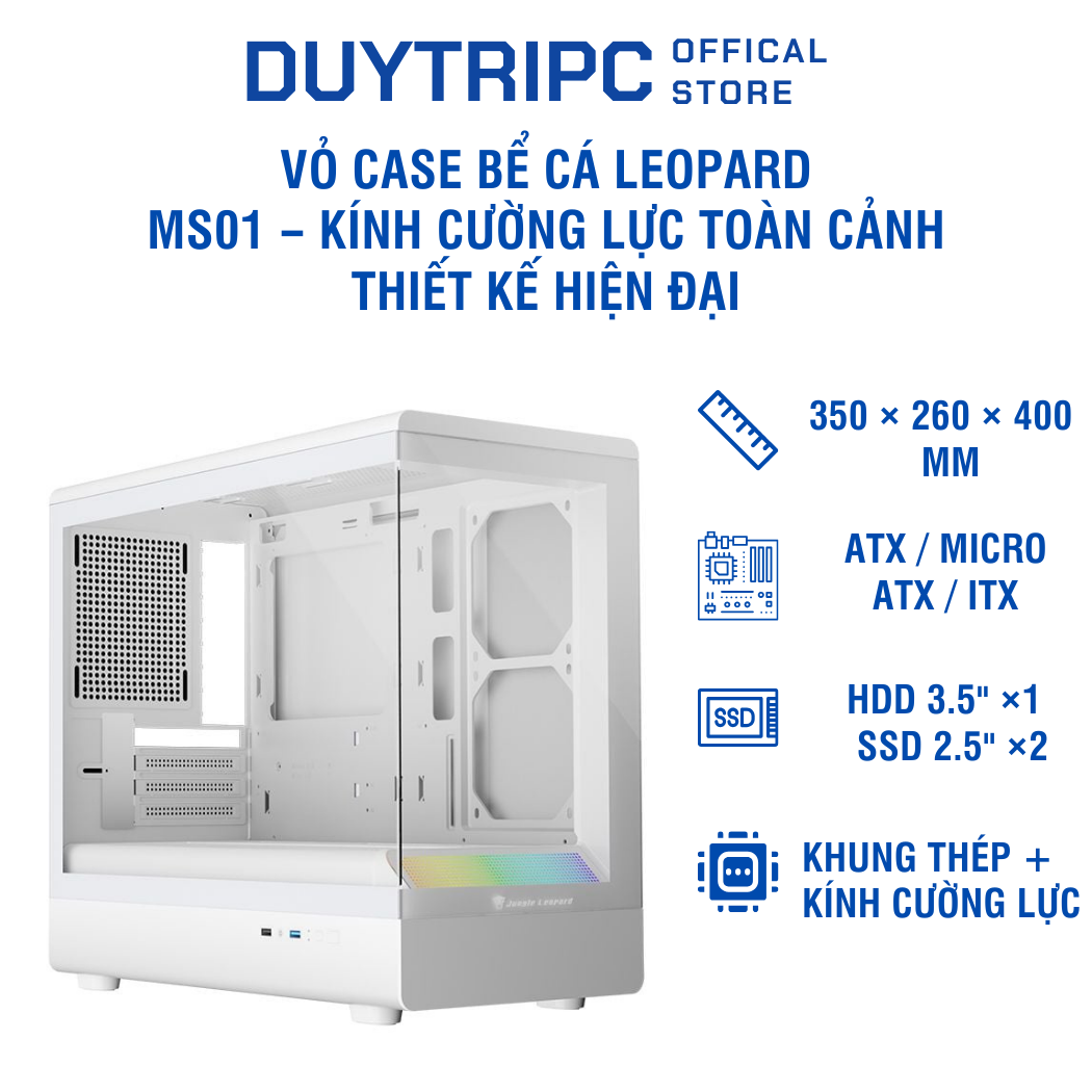 Vỏ Case Bể Cá LEOPARD MS01 – Kính cường lực toàn cảnh, hỗ trợ tản nước ...